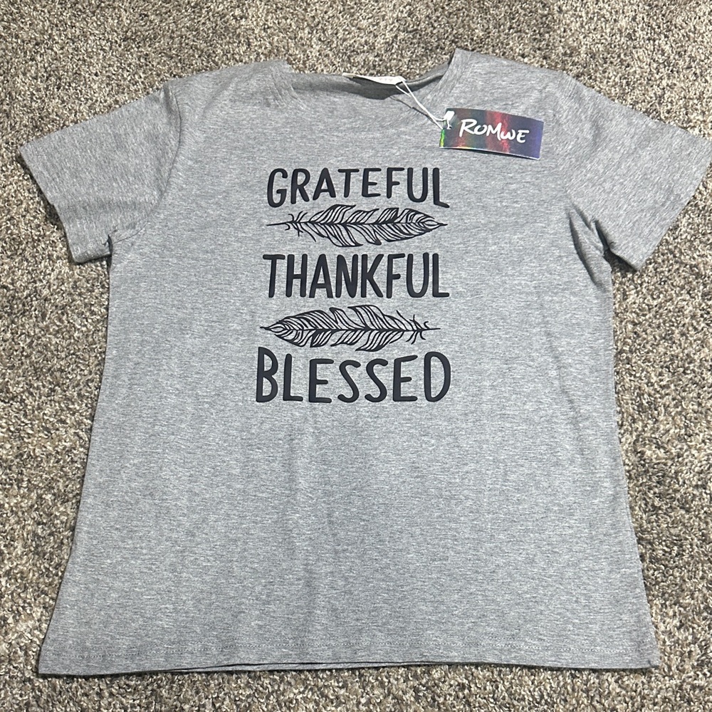 ROMWE Heather Gray Inspirational Tee
